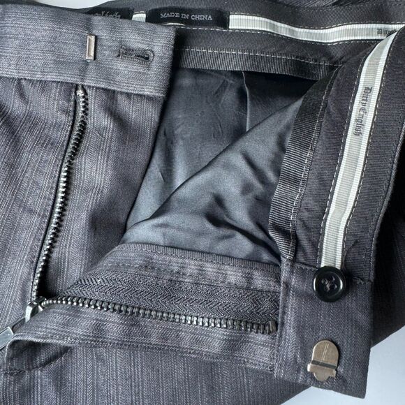 Dirty English Juicy Couture Men 32 Black Metallic Pinstripe Dress Pants Y2K Goth - Picture 7 of 16